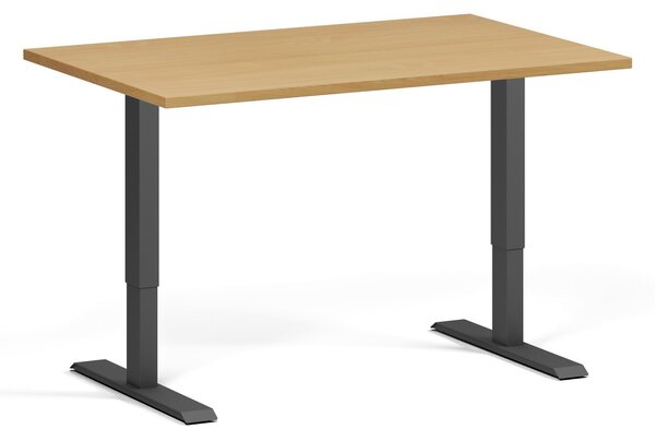 Výškově nastavitelný stůl, 120x80 cm, 1 motor, černá podnož, buk