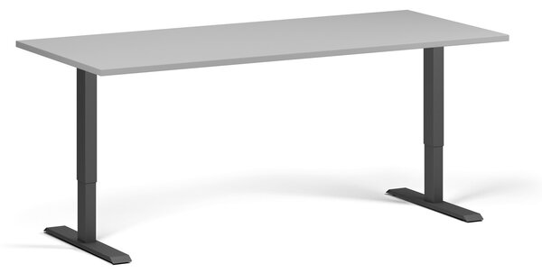 Výškově nastavitelný stůl, 180x80 cm, 1 motor, černá podnož, šedá