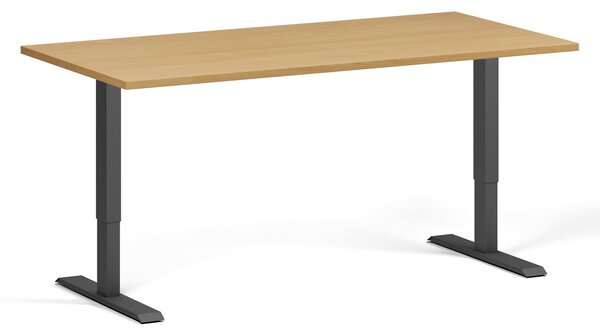 Výškově nastavitelný stůl, 160x80 cm, 1 motor, černá podnož, buk