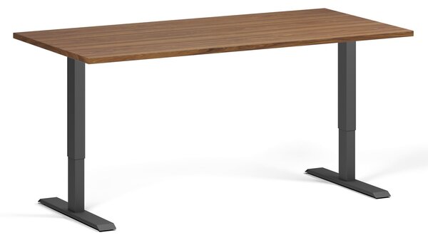 Výškově nastavitelný stůl, 160x80 cm, 1 motor, černá podnož, ořech