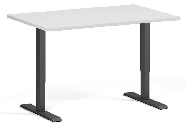 Výškově nastavitelný stůl, 120x80 cm, 1 motor, černá podnož, bílá