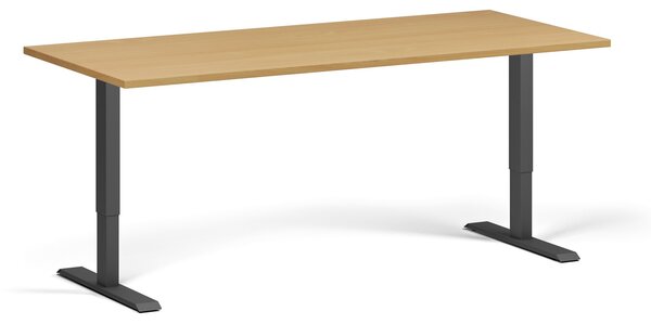 Výškově nastavitelný stůl, 180x80 cm, 1 motor, černá podnož, buk