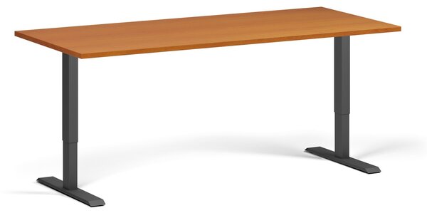 Výškově nastavitelný stůl, 180x80 cm, 1 motor, černá podnož, třešeň