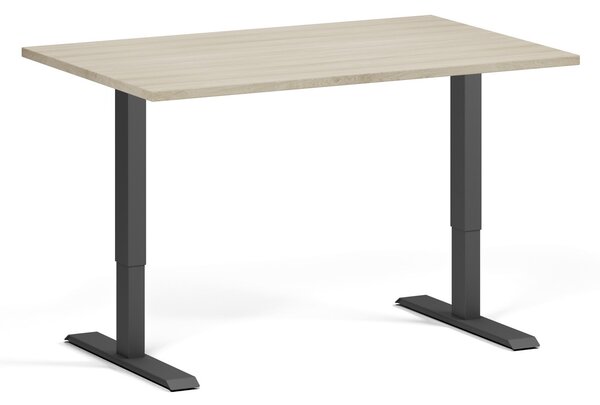 Výškově nastavitelný stůl, 120x80 cm, 1 motor, černá podnož, dub přírodní