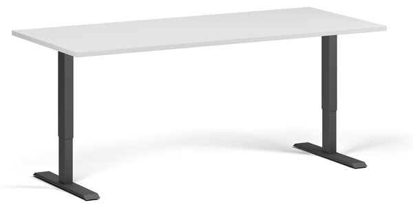 Výškově nastavitelný stůl, 180x80 cm, 1 motor, černá podnož, bílá