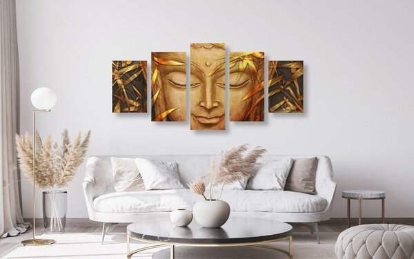 5-dílný obraz usmívající se Buddha