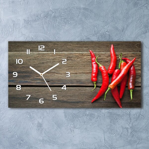Skleněné hodiny na stěnu Chilli papričky pl_zsp_60x30_f_119501609