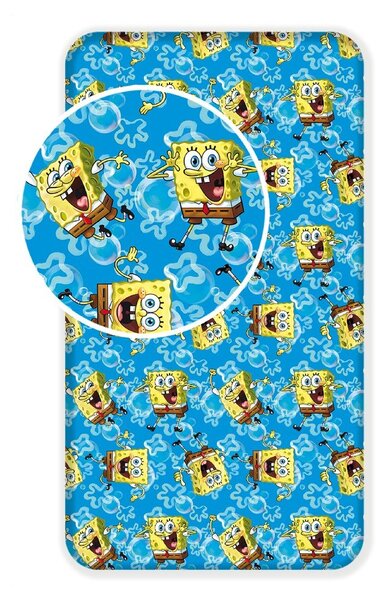 Modré napínací bavlněné dětské prostěradlo 90x200 cm Sponge Bob "Blue" – Jerry Fabrics
