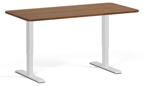 Polohovací stůl se zaoblenými rohy, 160x80 cm, 1 motor, šedá podnož, ořech