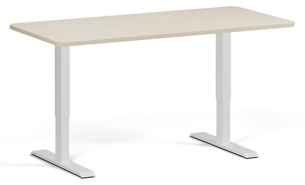 Polohovací stůl se zaoblenými rohy, 160x80 cm, 1 motor, šedá podnož, bříza