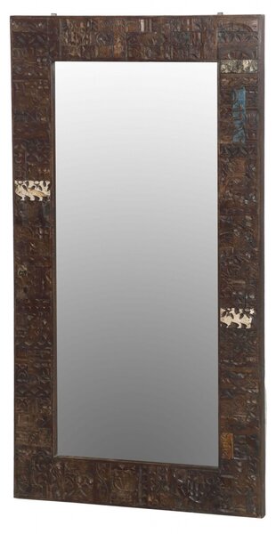 Zrcadlo v rámu ze starých dřevořezeb, 82x4x152cm (5B)