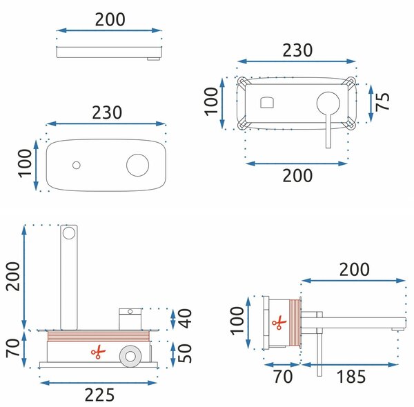 Podomítková vanová baterie REA OVAL - zlatá + BOX