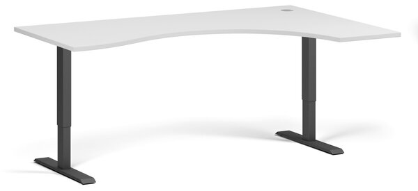 Ergonomický výškově nastavitelný stůl, 180x120 cm, 2 motory, L/P, černá podnož, bílá