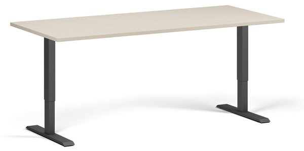 Výškově nastavitelný stůl, 180x80 cm, 1 motor, černá podnož, bříza