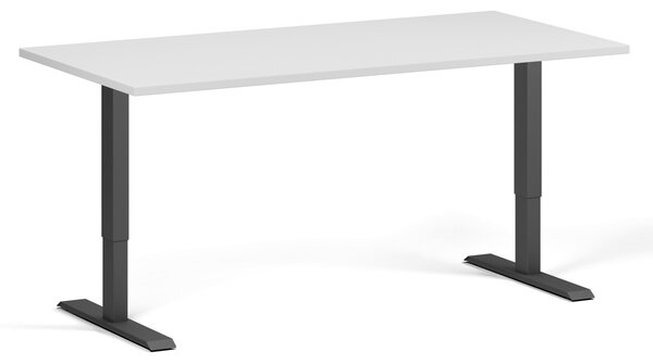 Výškově nastavitelný stůl, 160x80 cm, 1 motor, černá podnož, bílá