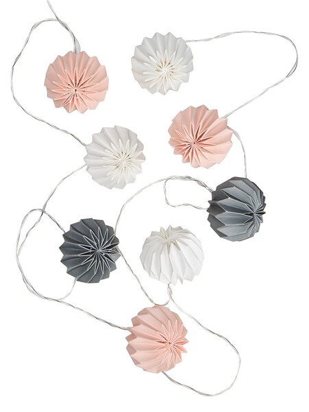 HANAMI LED Světelný řetěz lampióny 8 světel - růžová/šedá