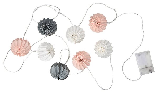 HANAMI LED Světelný řetěz lampióny 8 světel - růžová/šedá