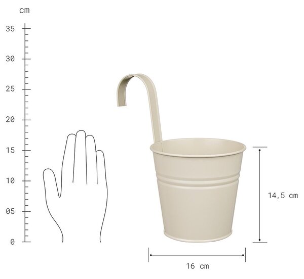 ZINC Květináč k zavěšení 16 cm - béžová