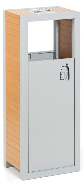Odpadkový koš s popelníkem, 48 l, šedý / imitace dřeva