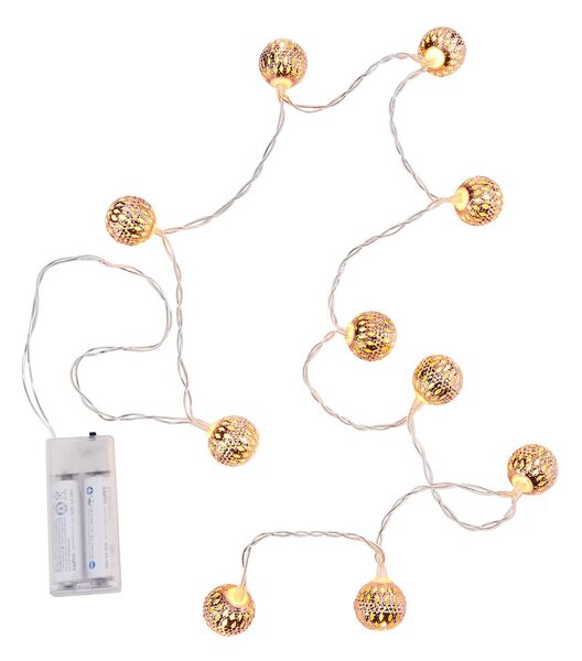 ORIENTAL LIGHTS Světelný řetěz s USB kovové koule 10 světel