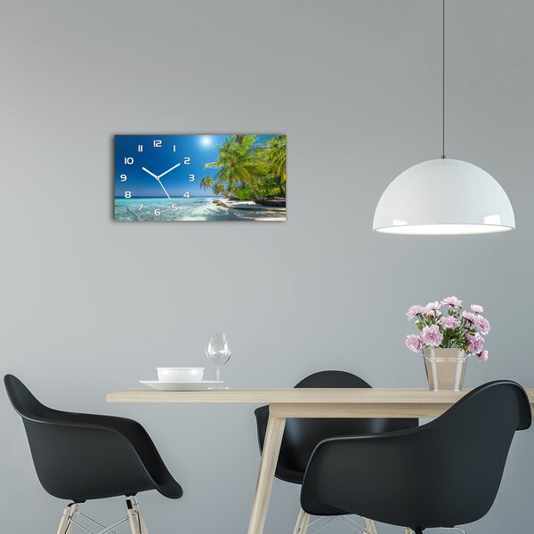 Skleněné hodiny na stěnu tiché Maledivy pláž pl_zsp_60x30_f_126748913