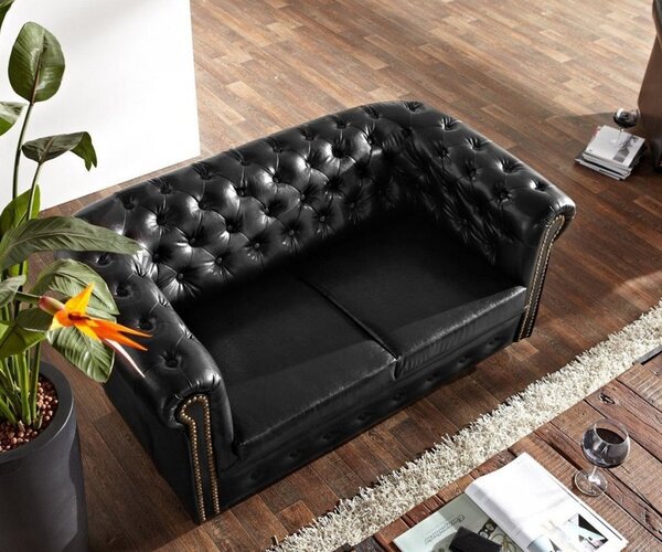 Chesterfield Bis: Pohovka 2M antique black s puncy