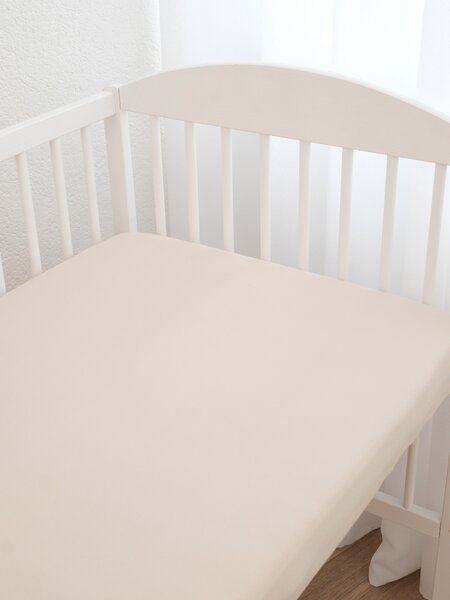 MK Lůžkoviny Jersey prostěradlo do postýlky s elastanem 70 × 140 cm – přírodní
