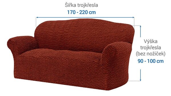 Bielastické potahy CRISTINA měděná trojkřeslo (š. 170 - 220 cm)