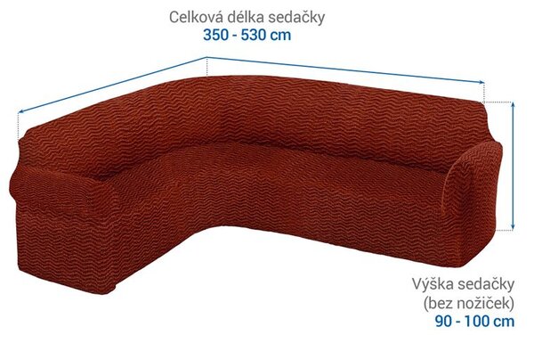 Bielastické potahy CRISTINA měděná rohová sedačka (š. 350 - 530 cm)