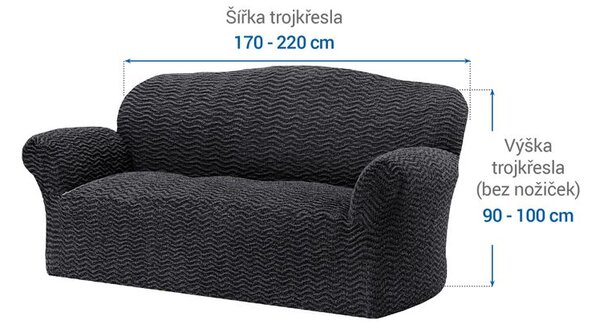 Bielastické potahy CRISTINA antracitová trojkřeslo (š. 170 - 220 cm)