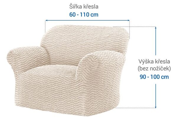 Bielastické potahy CRISTINA smetanová křeslo (š. 60 - 110 cm)