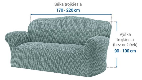 Bielastické potahy CRISTINA mátová trojkřeslo (š. 170 - 220 cm)
