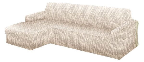 Bielastické potahy CRISTINA smetanová sedačka s otomanem vlevo (š. 170 - 300 cm)