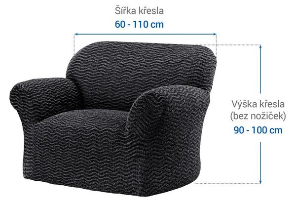Bielastické potahy CRISTINA antracitová křeslo (š. 60 - 110 cm)