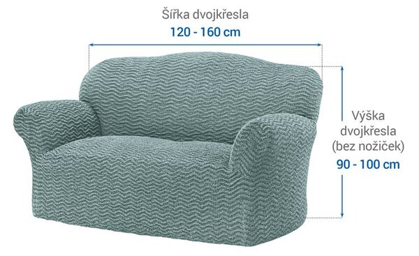 Bielastické potahy CRISTINA mátová dvojkřeslo (š. 120 - 160 cm)
