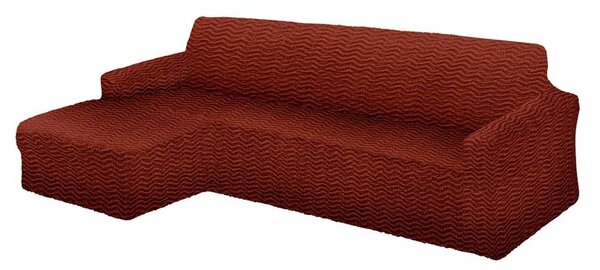 Bielastické potahy CRISTINA měděná sedačka s otomanem vlevo (š. 170 - 300 cm)