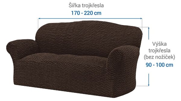 Bielastické potahy CRISTINA tabáková trojkřeslo (š. 170 - 220 cm)