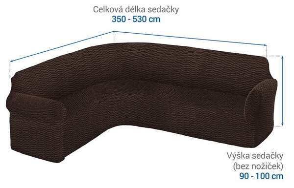 Bielastické potahy CRISTINA tabáková rohová sedačka (š. 350 - 530 cm)