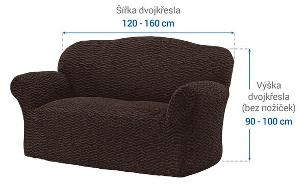 Bielastické potahy CRISTINA tabáková dvojkřeslo (š. 120 - 160 cm)