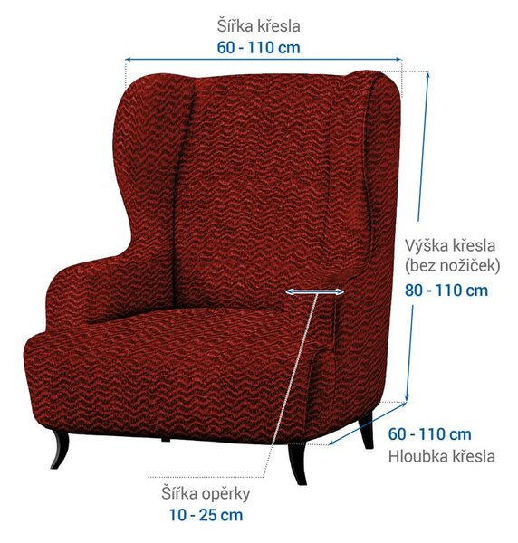 Bielastické potahy CRISTINA měděná křeslo ušák (š. 60 - 110 cm)