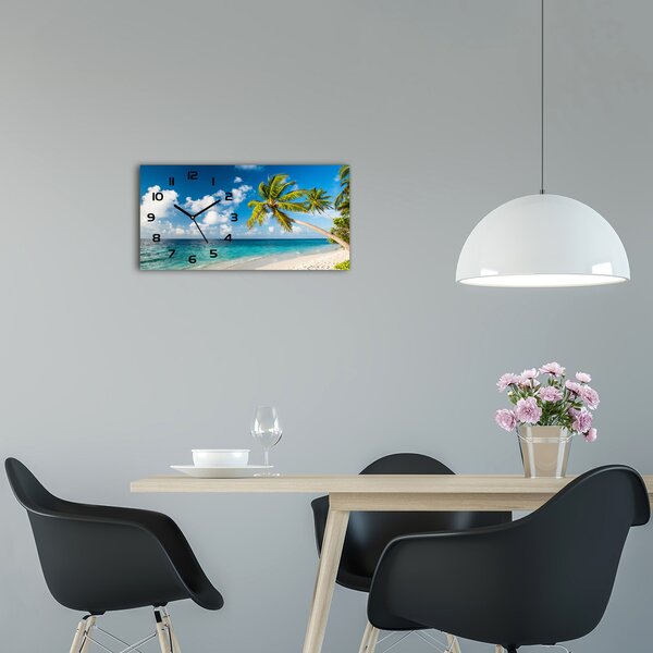 Skleněné hodiny na stěnu tiché Maledivy pláž pl_zsp_60x30_f_139579212
