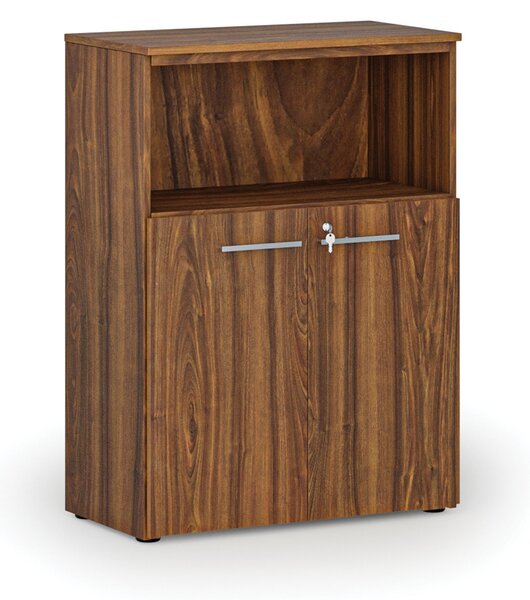 Kombinovaná kancelářská skříň PRIMO WOOD, 800 x 420 x 1087 mm, ořech