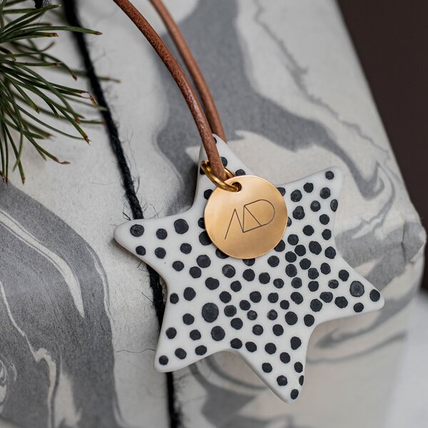 Mette Ditmer Porcelánové ozdoby Star Black - 3 ks MTD106