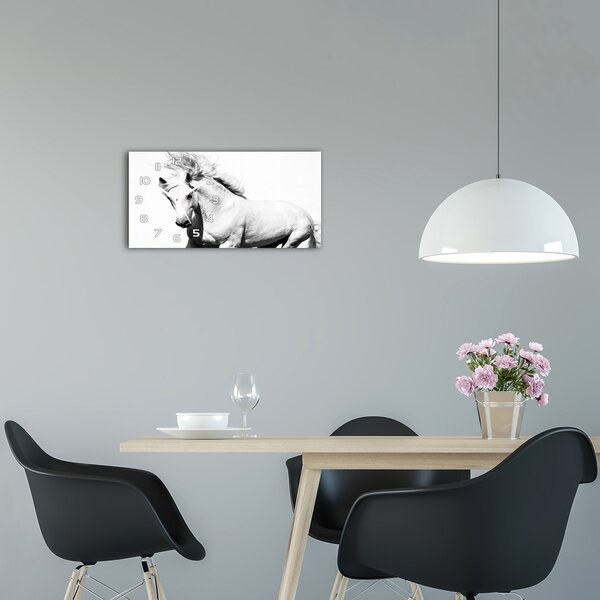 Moderní skleněné hodiny na stěnu Bílý kůň pl_zsp_60x30_f_14270832