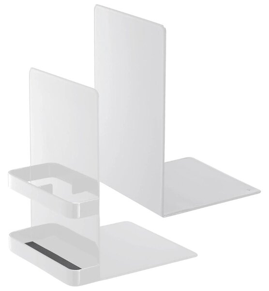 Set dvou bílých kovových zarážek na knihy Yamazaki Tower 18 cm