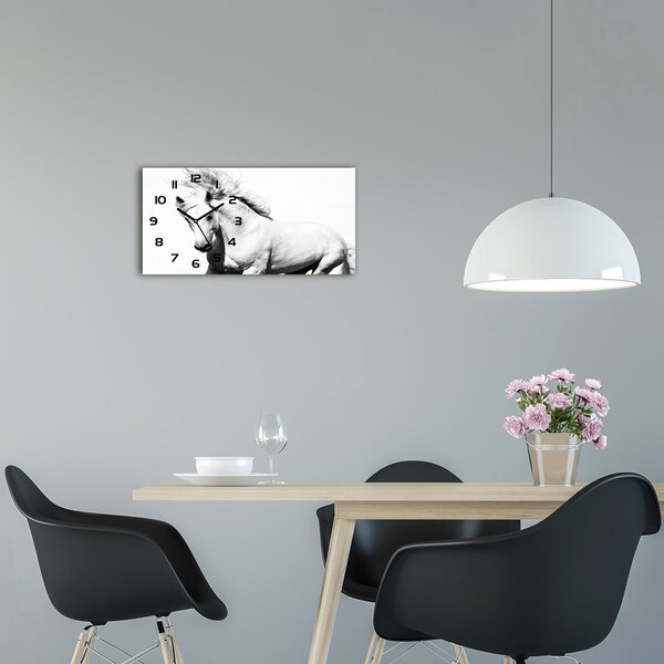 Moderní skleněné hodiny na stěnu Bílý kůň pl_zsp_60x30_f_14270832