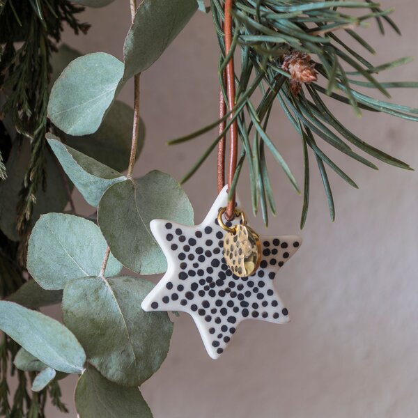 Mette Ditmer Porcelánové ozdoby Star Black - 3 ks MTD106