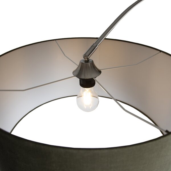 Ocelová stojací lampa s tmavě zeleným stínidlem 50 cm - XXL