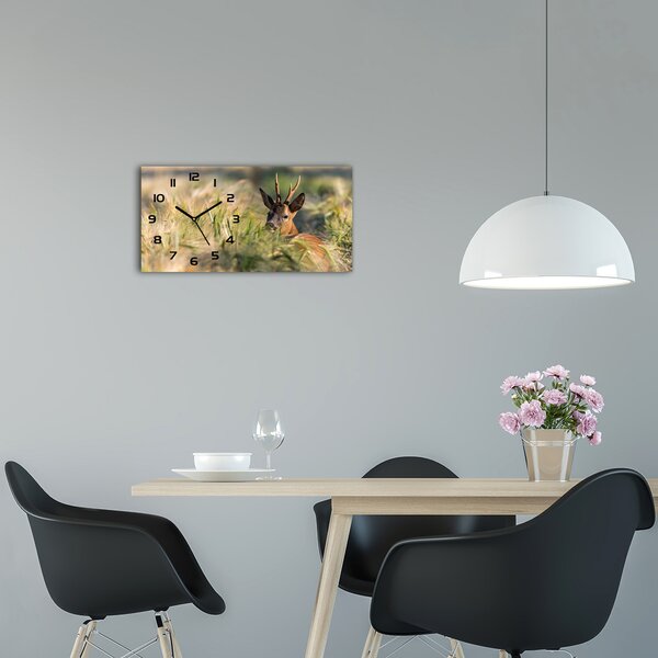 Skleněné hodiny na stěnu tiché Jelen na louce pl_zsp_60x30_f_159154128