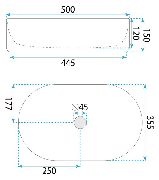 Rea Oktawia Saturn, umyvadlo na desku 500x355x150 mm, imitace kamene, REA-U3529